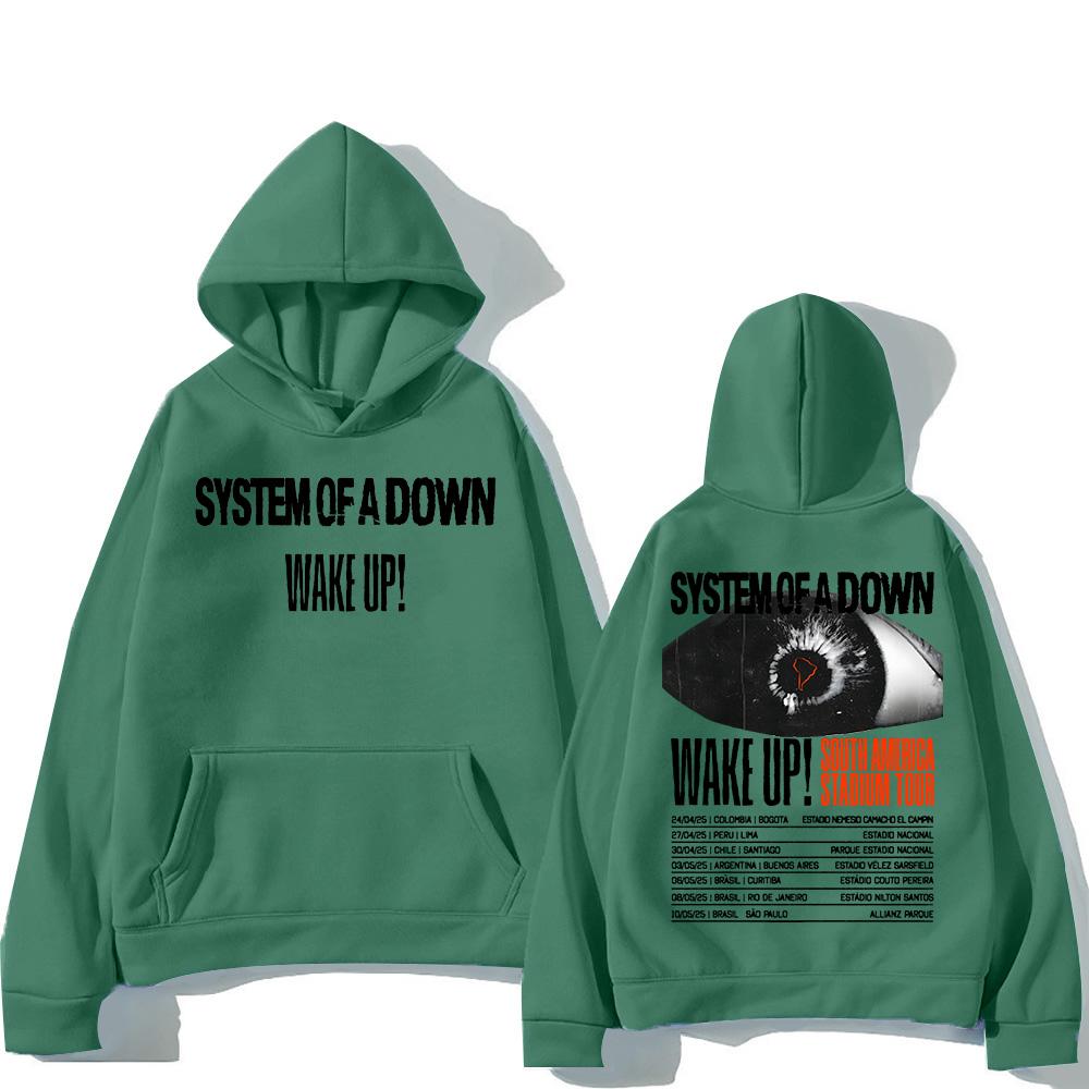 System-of A Down Band Hoodies Wake Up South America Stadium Tour 2025 Pullovers Heavy Metal Trends Sweatshirts Unisex Hoody