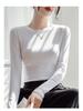 Women's Black Ribbed Slimming Crew Neck Long Sleeve Knit Top - Perfect for Spring, Autumn & Winter.