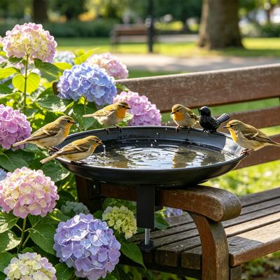 Metal Detachable Bird Bath And Feeder for Garden 2-in-1 Outdoor Waterer & Feeder Rust-Proof No-Drill Rail Mount Bird Watering