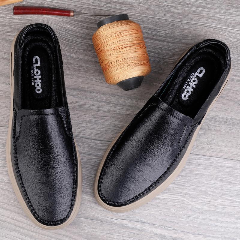 Fashion Brand New Handmade Leather Men Shoes Thick Soled Non-slip Fashion Sneaker Business Flats Casual Loafers Shoes Men Driving Shoes