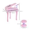 Tastiera per Bambini con 37 Tasti, Pianoforte con Sgabello e Microfono, Modalità di Apprendimento LED, Registrazione, Strumento Musicale Pianoforte per Bambini di 3-6 Anni Rosa