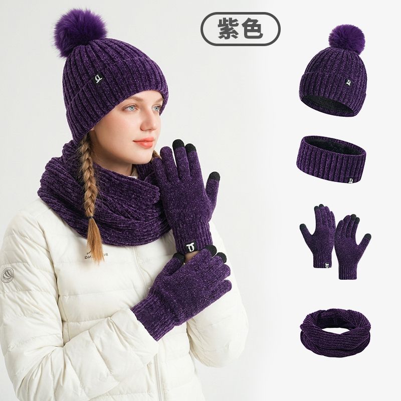 Women`s Winter Knit Hat Scarf Gloves