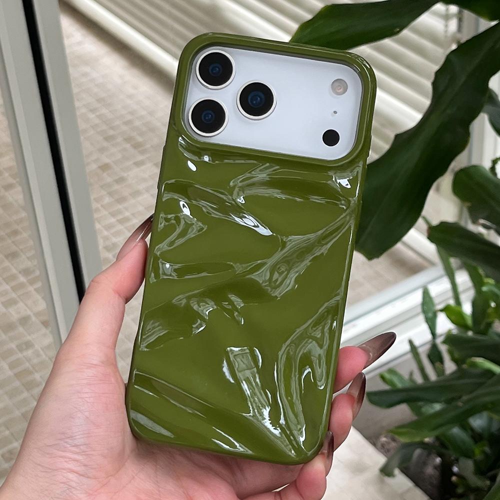 Coffee Color 3D Water Ripple Pattern Phone Case For iPhone 17 16 15 14 13 12 11 Pro Max Soft Shockproof Silicone Cover Girls