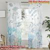2PCS Digital Printed Sheer Curtain, Coral Reef School of Fish, Tropical Ocean Underwater Sea for Living Room Bedroom Home Decor