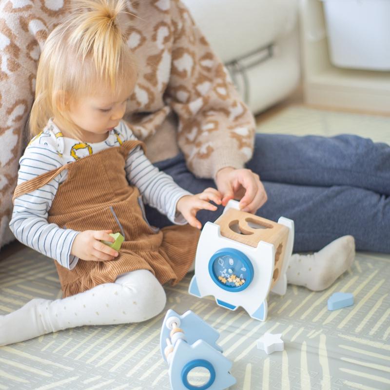 Montessori Holzspielzeug Blöcke Raketen Holzpuzzle Entwickelt die Hand-Auge-Koordination von Kindern Pädagogisches Lernspielzeug für Baby Spiel