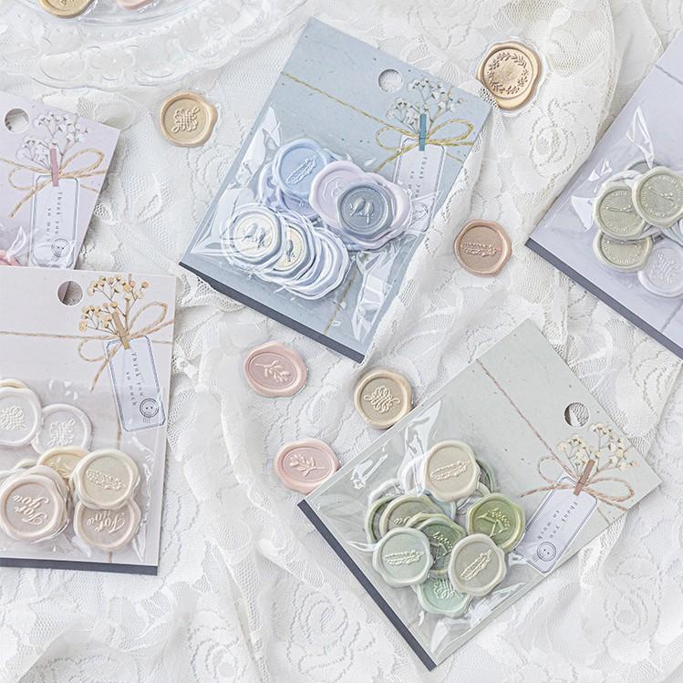 18pcs/20pcs Bag Wax Seals Stamp Sticker for Kid Vintage European Style Candy Color Sticker for Children DIY Decroative Scrapbook