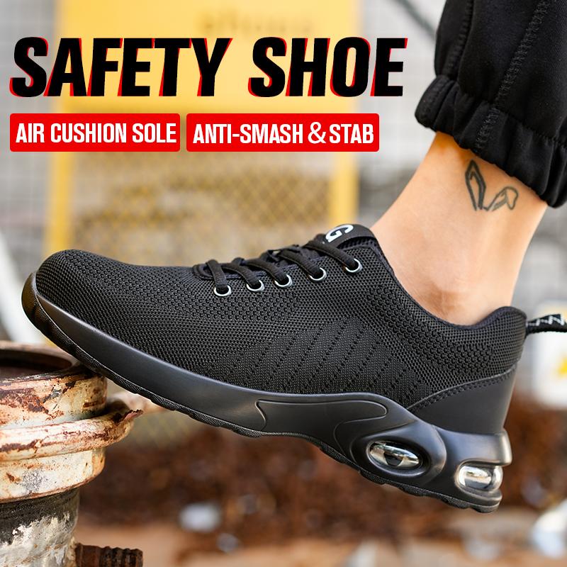 Mesh Breathable Safety Shoes Steel Toe Shoes Men Puncture-Proof Work Sneakers Male Shoes Work Indestructible Kevlar Insoles Shoe