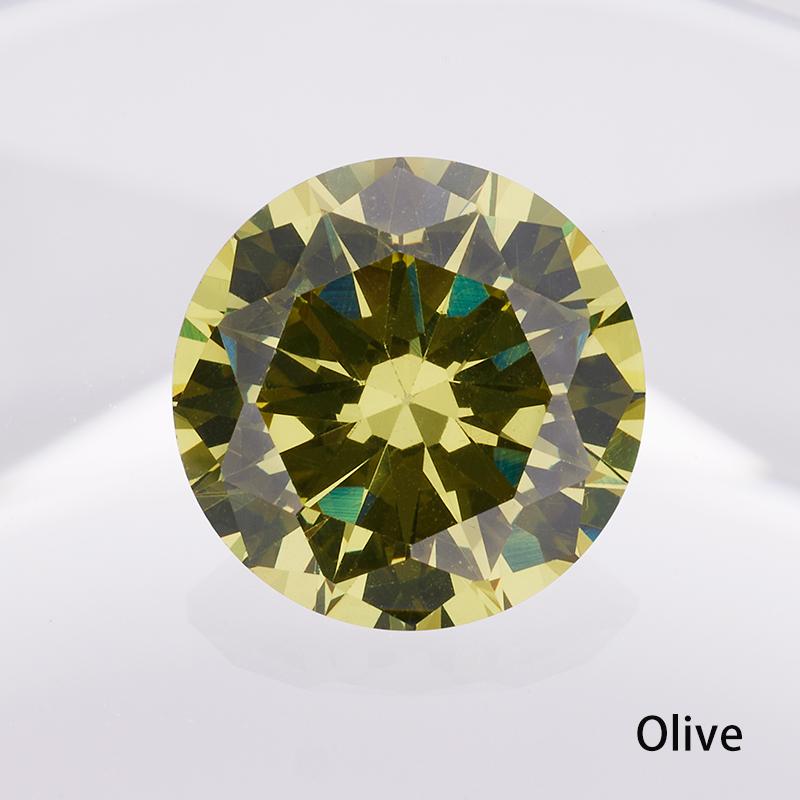 XINGSIAL 3.0mm 12.0mm Garnet 5A Olive Color Round Shape CZ Loose Gemstones Synthetic Round Cut Cubic Zirconia 8.0MM 10PCS