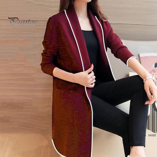 Cardigan Women Winter Coat Fleece Lapel Long Sleeves Mid Length Warm Solid Color Casual Elegant Autumn Female Clothing Lady