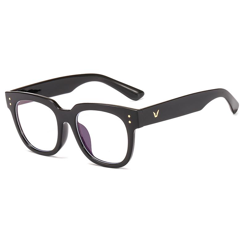 

New Glasses Anti-blue Light And Elegant V-frame Retro Rough Frame Trendy Flat Light Mirror For Men And Women Z3332