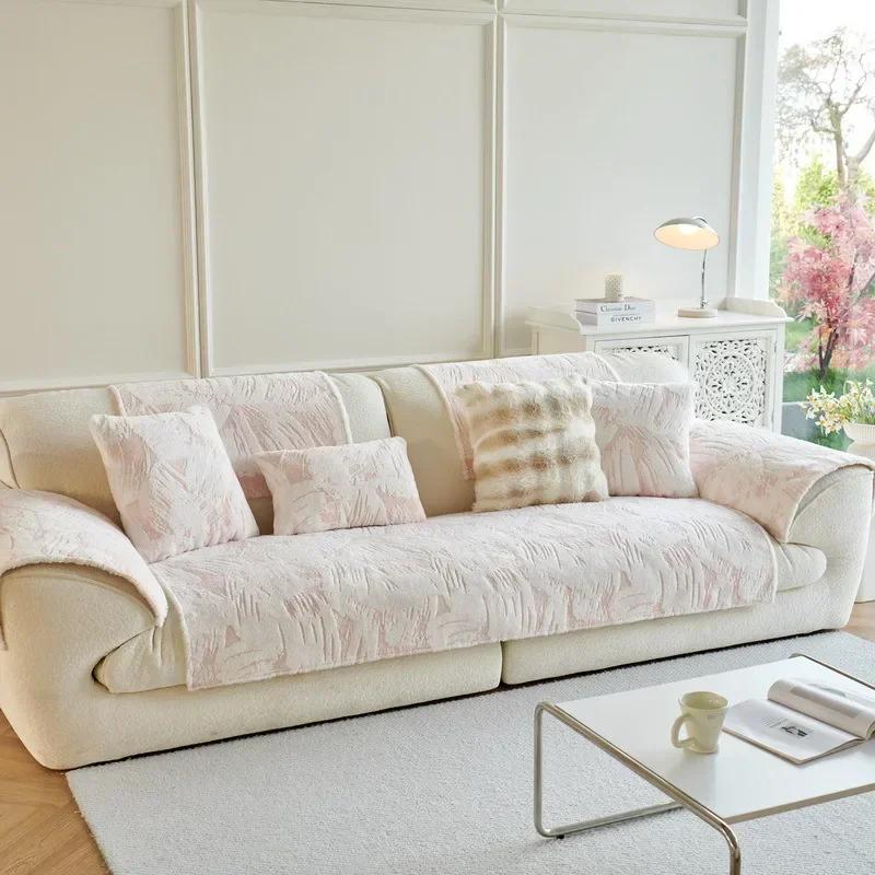 

Мягкий кролик плюшевый диван полотенце роскошные зимние теплые толстые плюшевые чехлы для дивана Г-образный секционный противоскользящий диван чехол для гостиной 1pc 30x50 pillowcase