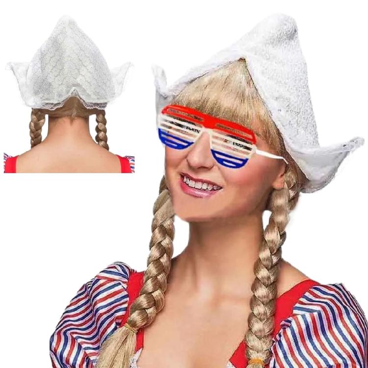 Holland Dutch Hat with Shutter Shading Glasses for Women Cultural Theme Party Holland Costume Headdress Accessories