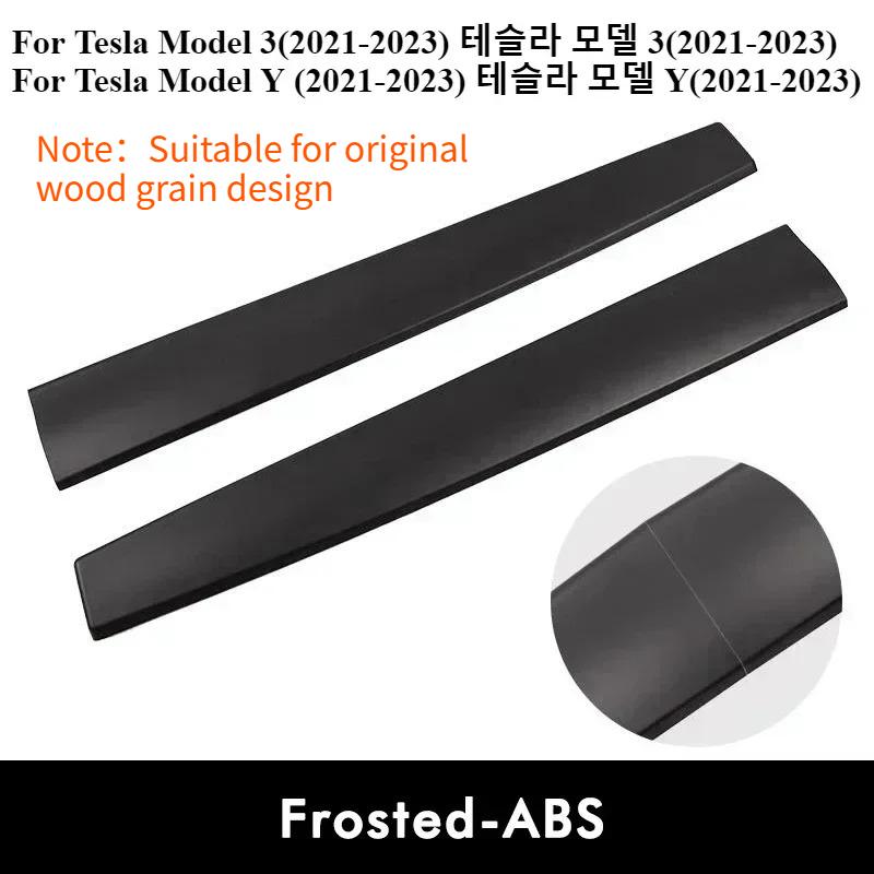 Car Door Side Trim Dashboard Cover For Tesla Model 3 Y Carbon Fiber Pattern Front Interior Dashboard Central Control Trim Strip Matte Black 2PCS
