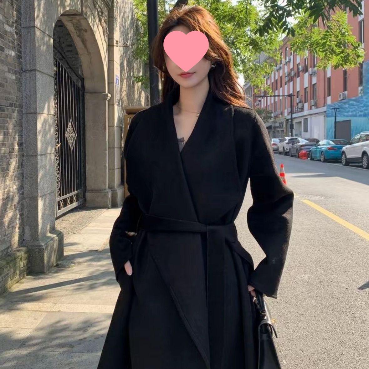 

Double-Sided Long Wool Coat: Petite Korean Style, Over-the-Knee, 2025 Autumn/Winter Collection S, fits 80-125 jin, length 110 cm