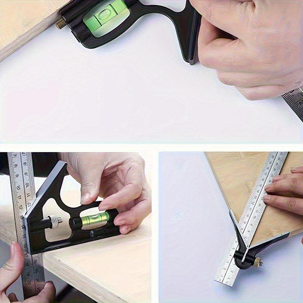 3-in-1 Adjustable Woodworking Tool Set - Stainless Steel Combination Angle Ruler with Digital Angle Gauge and Measuring Tape, High Precision