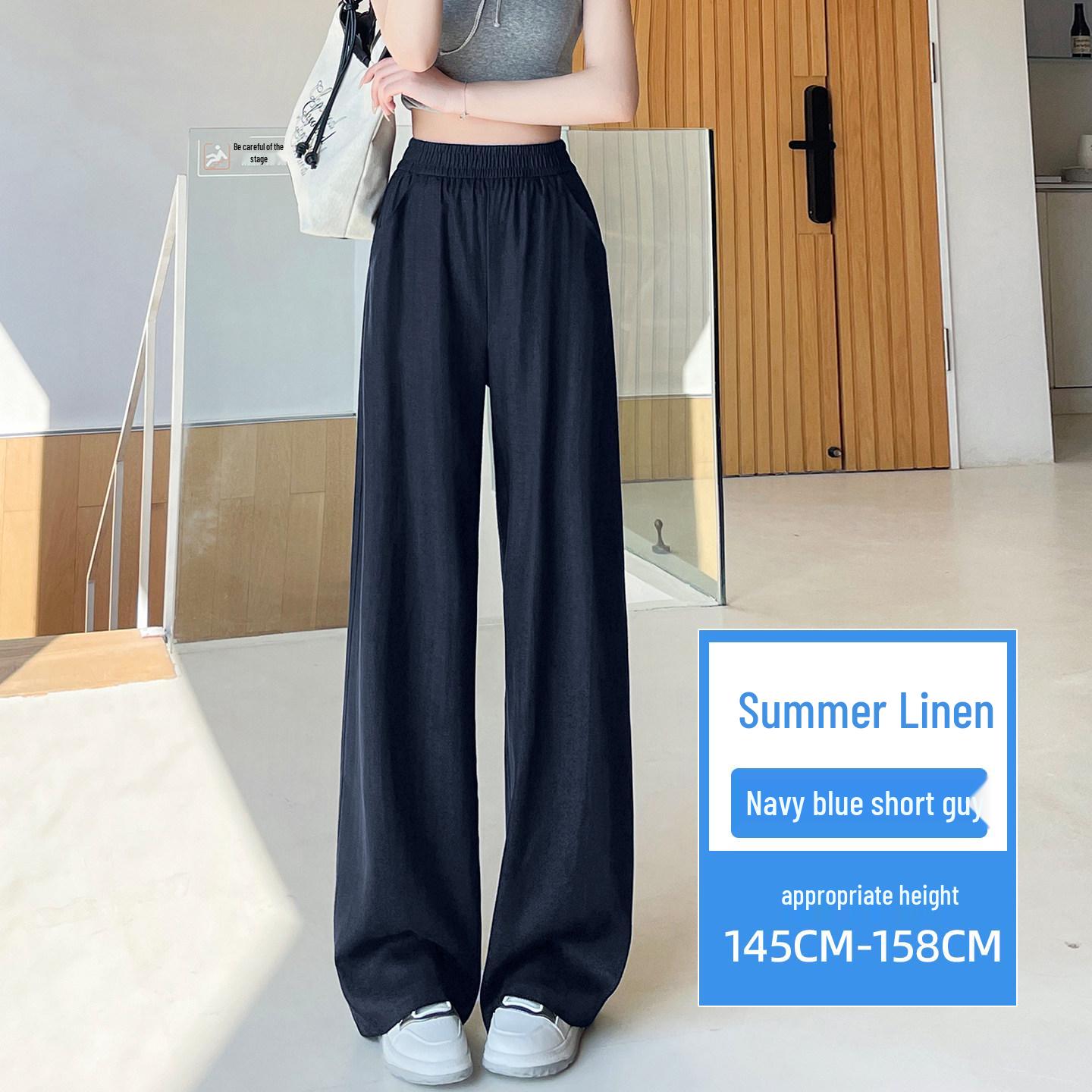 

Plus Size Pure Linen Wide-Leg Drape Pants for Women - Summer 2026 Collection, Floor-Length, Skin-Friendly, Casual Fit Medium