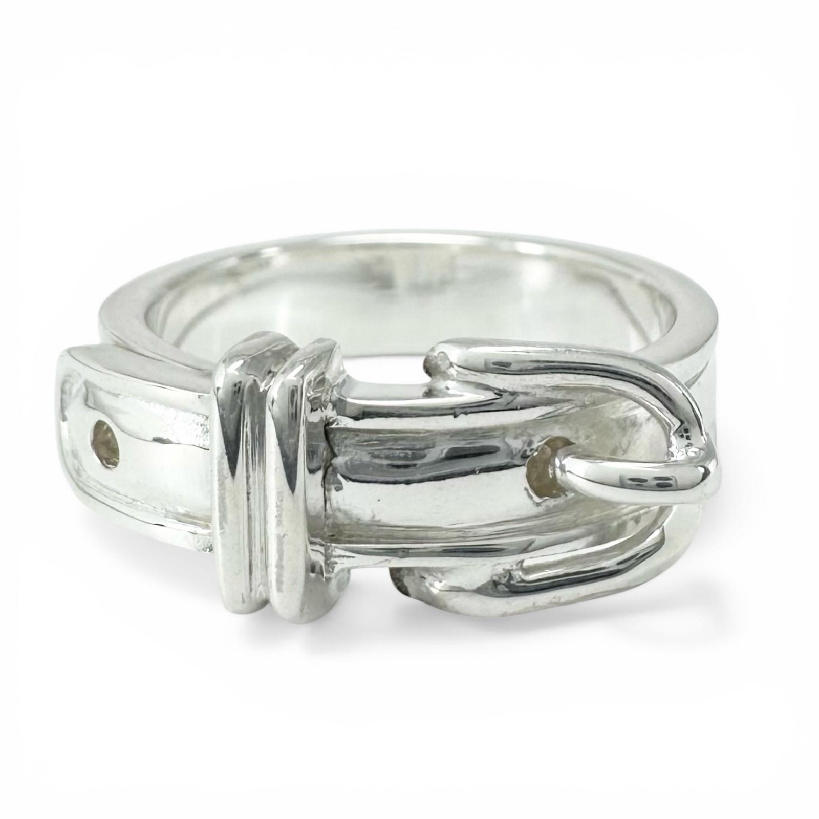 

Great HERMES Ring Saintur Belt design Silver SV925 Women Used