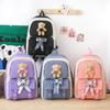 Schoolbag Student Backpack Four-piece Set Female Cute Bear Japanese Campus School Bag Large Capacity Set Transfer Backpack Portable
