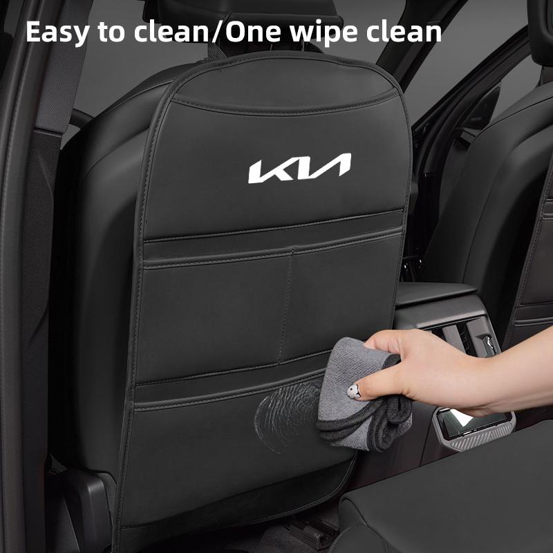 1Pcs Car Seat Anti-Kick Mat With Pocket Protective Cover Pad For KIA K9 Sorento EV6 RIO Ceed Sportage Carnival Niro Soul Cerato