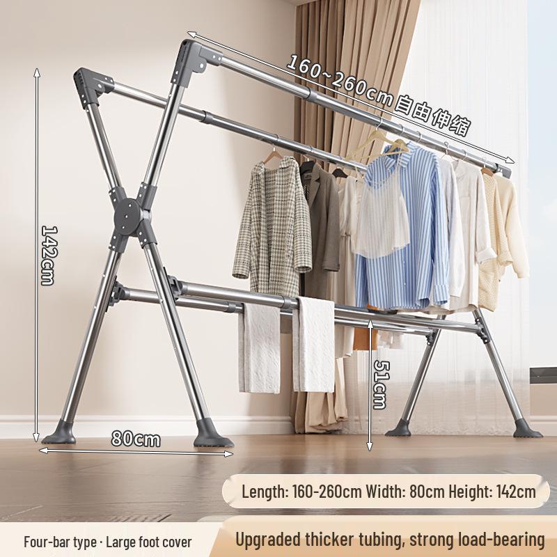 Sturdy Stainless Steel Clothes Drying Rack with Single Rod for Indoors and Outdoors