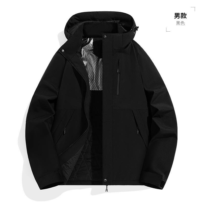 New cotton-padded men's graphene outdoor windproof and waterproof mountaineering suit thermal jacket men's couple black gold cotton-padded clothes