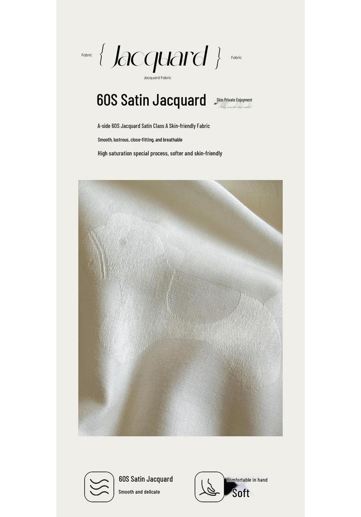 Luxurious Jacquard Sateen 60S Cotton 4-Piece Bedding Set: Pure Cotton Sheets and Duvet Cover