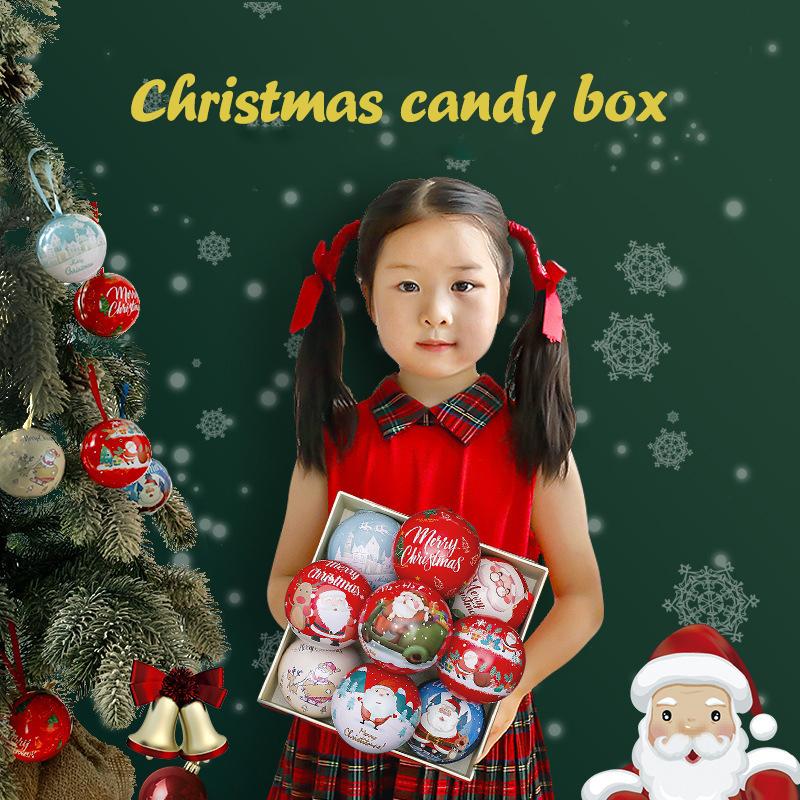 Weihnachten Runde Kugel Dose Weißblech Süßigkeitenbox Weihnachtsbaumschmuck Süßigkeitenglas Weihnachtsbaum Hängekugel Süßigkeitendosen Kindergeschenk