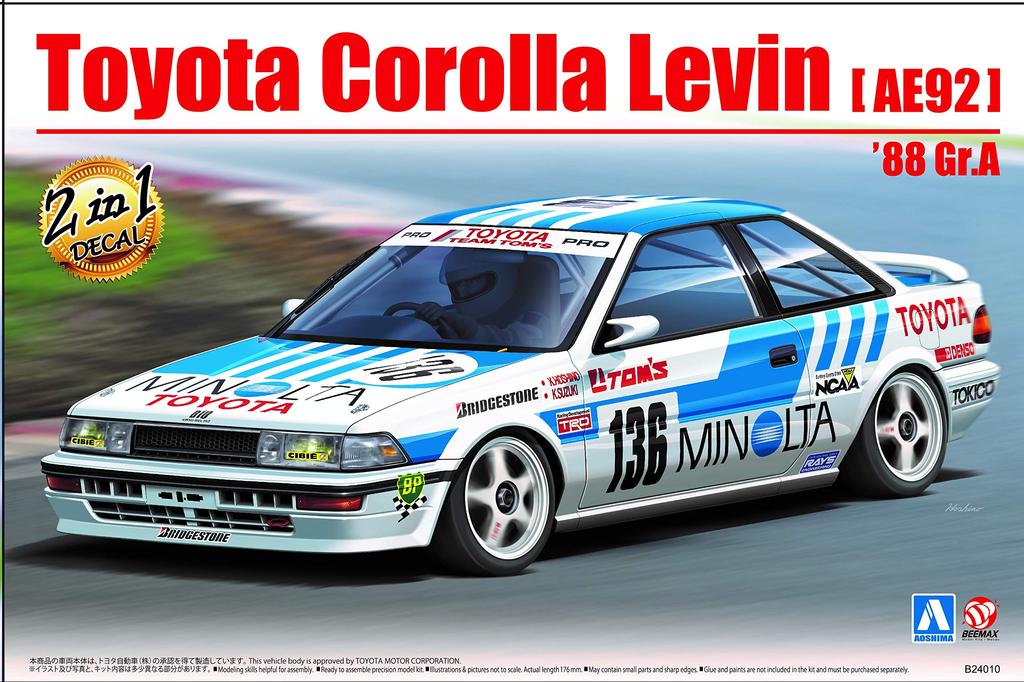 Aoshima Bunka Kyozai BEEMAX Series Toyota Corolla Levin AE92 1988 Group A Specification Plastic Model 1/24 No.12