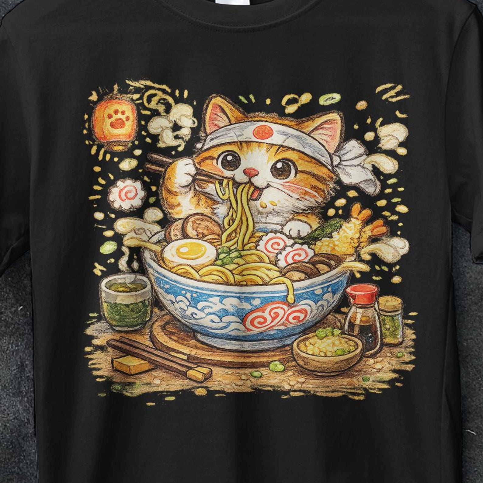Ramen Cat shirt, Cat Eating Ramen Shirt, Cat Lovers Gifts, Funny Cat Shirt,Noodle cat shirt,gift, cat eating noodles, black cat, Cat Sweater M