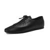 Fashion 2025 New Hot Sale Fashion Black Low Heel Lace Up Genuine Leather Pumps Women Daily Walk Flats Young Girls Casual Autumn Shoes
