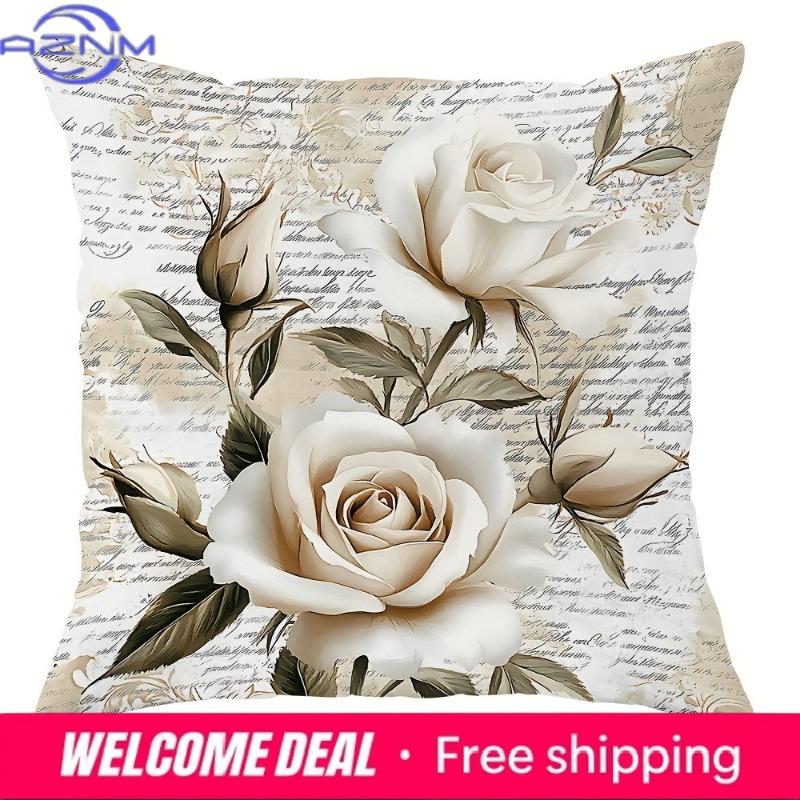 Vintage Floral Script Heritage Pillowcasesliving Room Sofa Cushion Cover, Soft And Comfortable, Bedroom Room Decoration