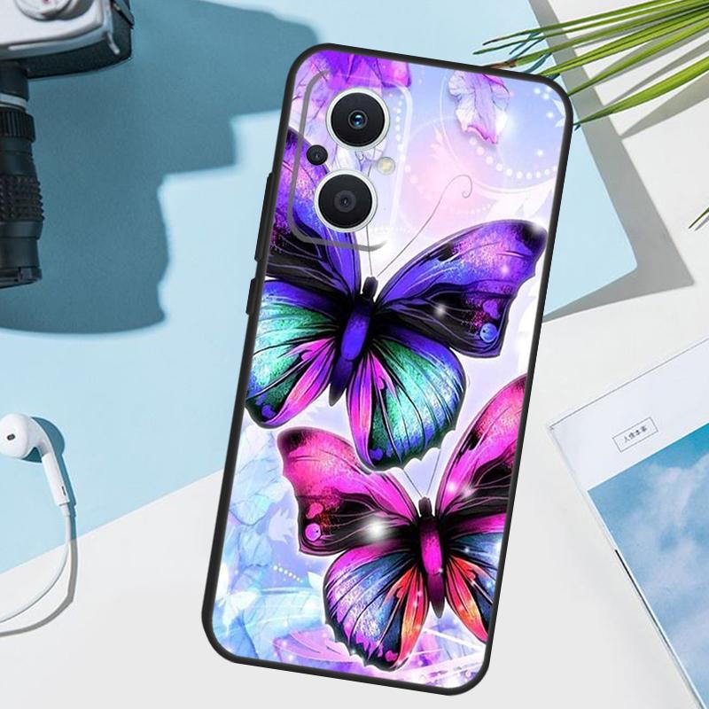 Black Beautiful Butterfly Cover For OPPO Reno 13 F 10 11 12 14 Pro 11F 12F 14F 7 8 Lite OPPO Find X9 X8 X5 X6 Pro Case