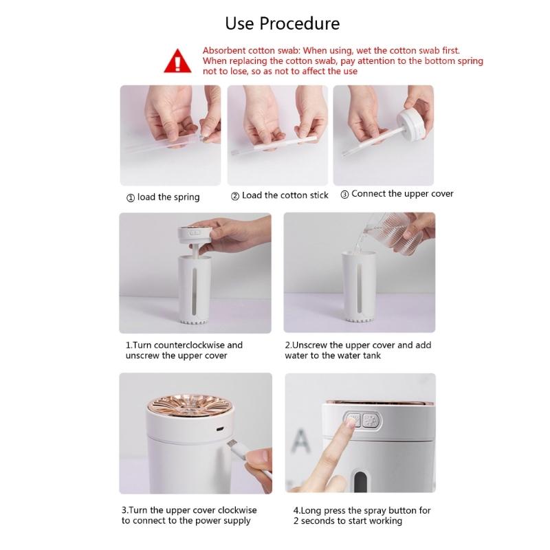 Wireless Car Air Humidifier Timing Auto-off USB Diffuser 300ml Portable Humidification Mist Maker Equipment for Bedside