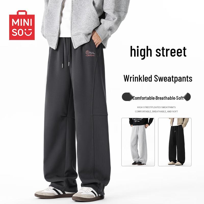 

MINISO Men s 320G Heavyweight Loose Straight-Leg Casual Sweatpants 3XL