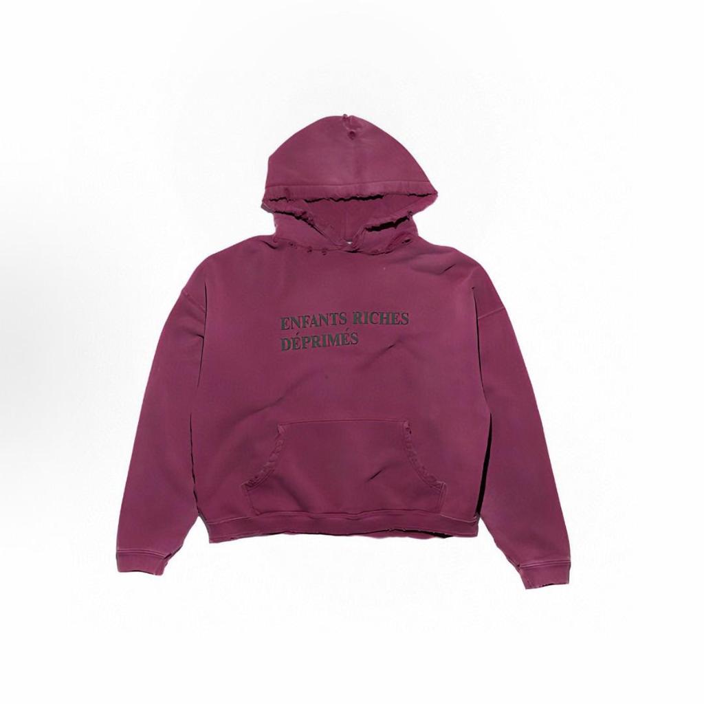 ERD Melancholy Blue Gradient Loose Washed Distressed American Style Hoodie