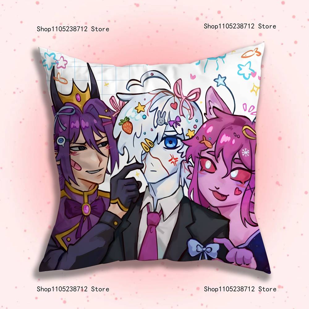 Wemmbu Eggchan Tax Duo Anime Pillow Case Anti-dustmite Pillowcase Invisible zipper silky short plush Sofa cushion cover