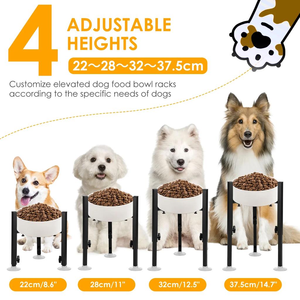 Adjustable Elevated Dog Food Bowls Stand Metal Height Raised Pet Large and Extra Large Sized Dog Food Water Bowls Stand
