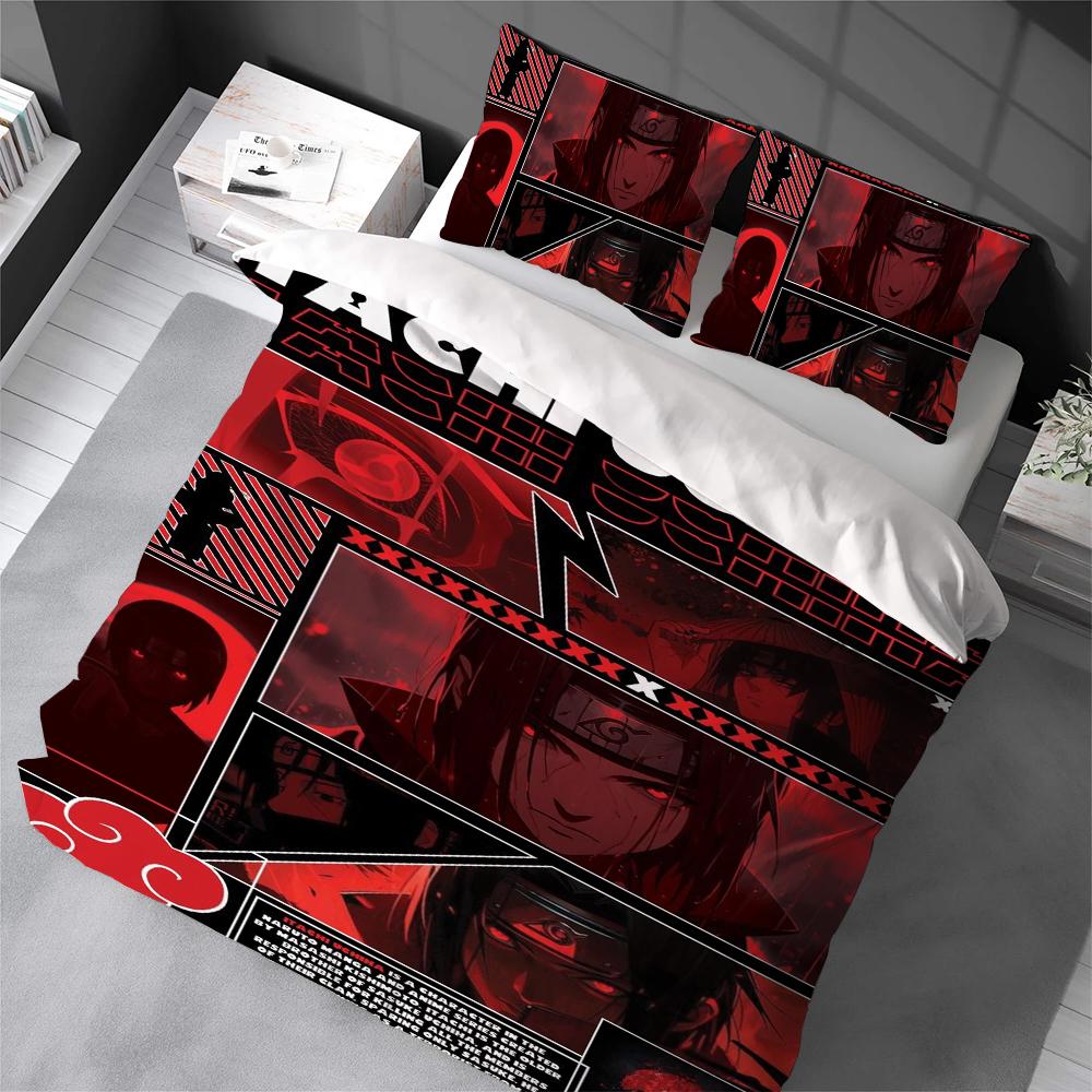 Itachi U-Uchiha Duvet Cover Set Home Style Bedding Soft Laundry Cotton Bed 3 Piece Set Student Dormitory Gift