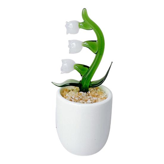 Creative Glass Cactus Ornament Mini Desktop Plant Decor for Office Home Handcrafted Decorative Flower Gifts for Plant Lovers & Desk Accessory