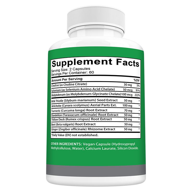 Milk thistle, Korean thistle, turmeric, choline, selenium, molybdenum, Liver Support Supplements, 120 Capsules