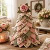 Pre Cut Fabric Quilted Christmas Tree Vintage Style 3D Tabletop Ornament  Garden Decoration