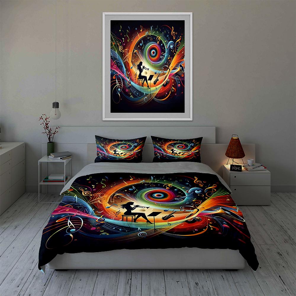 Musical swirl artwork. Bedding Duvet cover sets Duvet covers Pillowcases gifts (1 * Duvet Cover 2 * Pillowcases, without duvet insert)