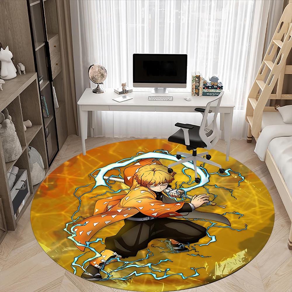 1PC Demon Slayer: Kimetsu no Yaiba Office Round Area Rug Suitable For Office, Under Office Chairs Bedroom Living Room Home Decor T100
