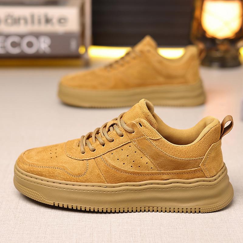 Shoes for Men Leather Casual Shoes Retro Designer Thick-soled Flat Skateboard Shoes Youth Lace-up Sneakers