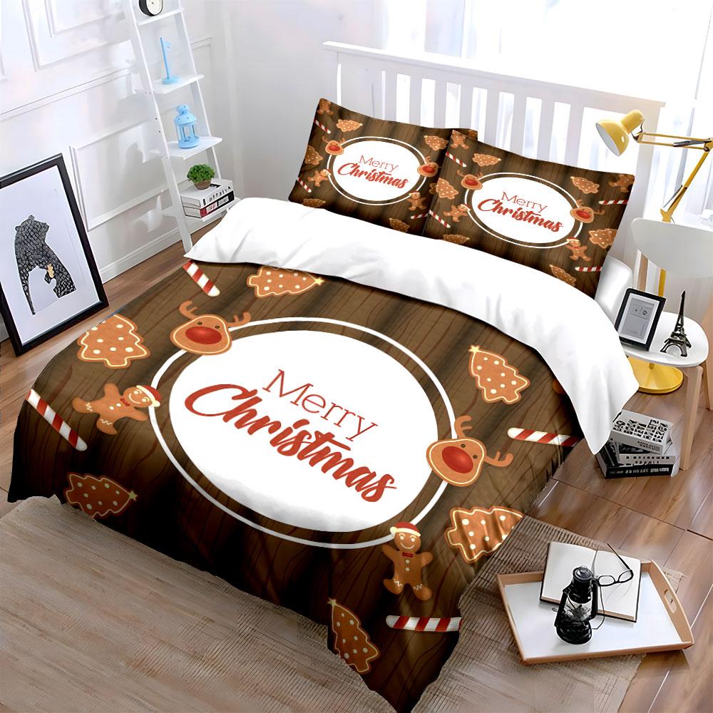 Christmas Flower Pattern Bedding Set Duvet Cover Set Quilt Cover Pillowcases (1* Duvet Cover, 2* Pillowcases, Filling Not Included)