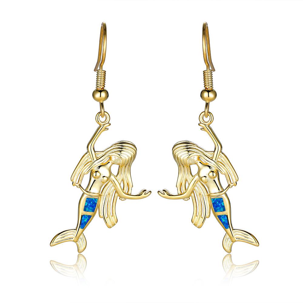 

Слезы европейских и американских русалок Модные серьги-крючки в виде русалок с длинными волосами