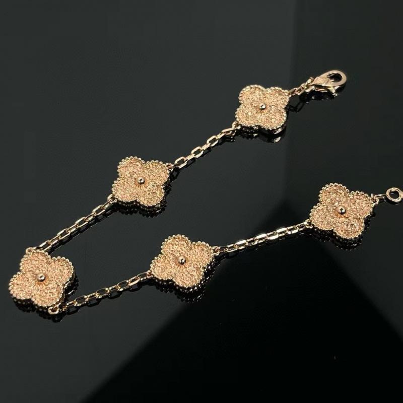 Exquisite Four-leaf Clover Bracelet for Women Five-flower Bracelet Double-sided Natural White Mother-of-pearl and Carnelian Bracelet