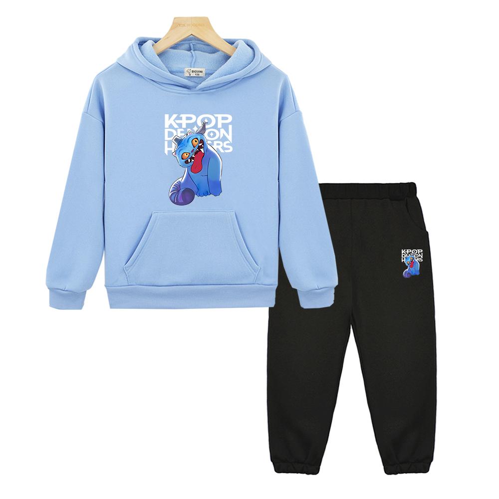 kids boutique clothes kpop demon hunters print hoodie Fleece Sweatshirt Jacket boys girls Hooded Spors Sets Autumn 2pcs pullover+Pants