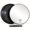 Handheld 6-inch Makeup Mirror with 10x, 20x, 30x Magnification and 360° Rotating Bracket