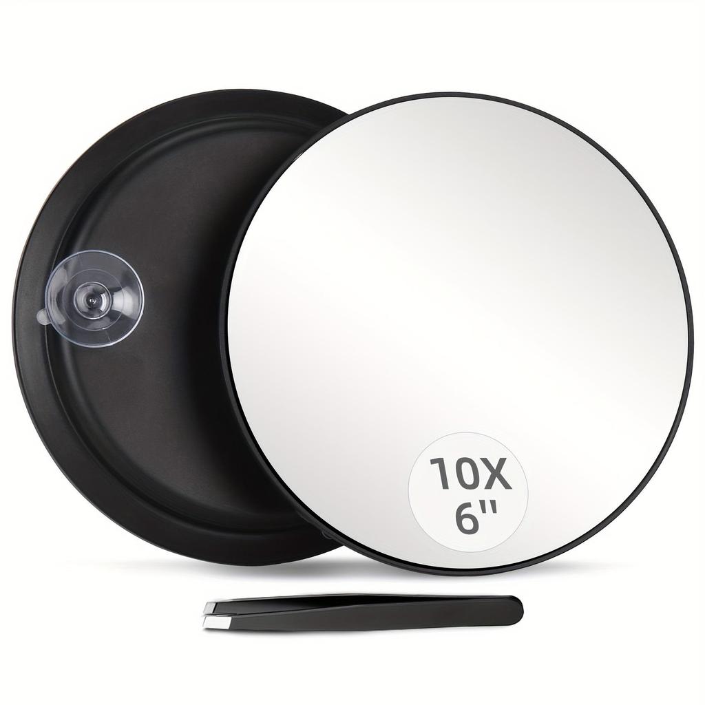 Handheld 6-inch Makeup Mirror with 10x, 20x, 30x Magnification and 360° Rotating Bracket